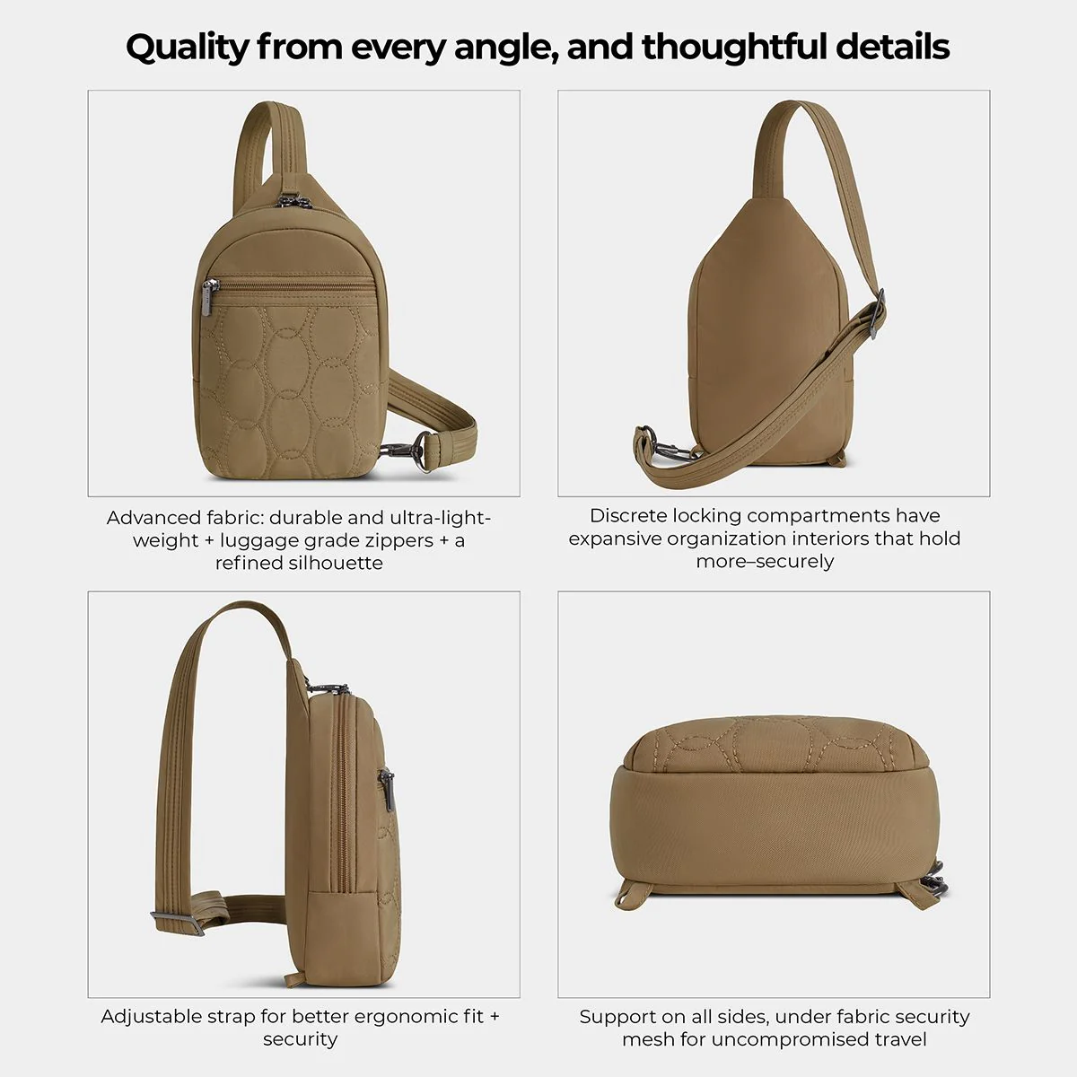 Travelon Women's Runways Anti-Theft Small Sling in Latte - Image 11
