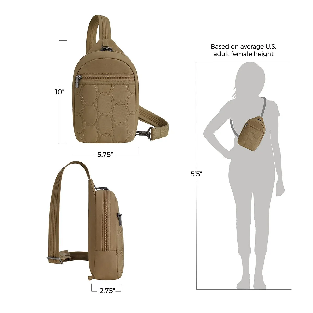 Travelon Women's Runways Anti-Theft Small Sling in Latte - Image 2