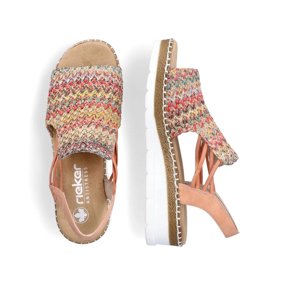 Rieker V1241 Women's Sandals in Multi Pink - Image 6