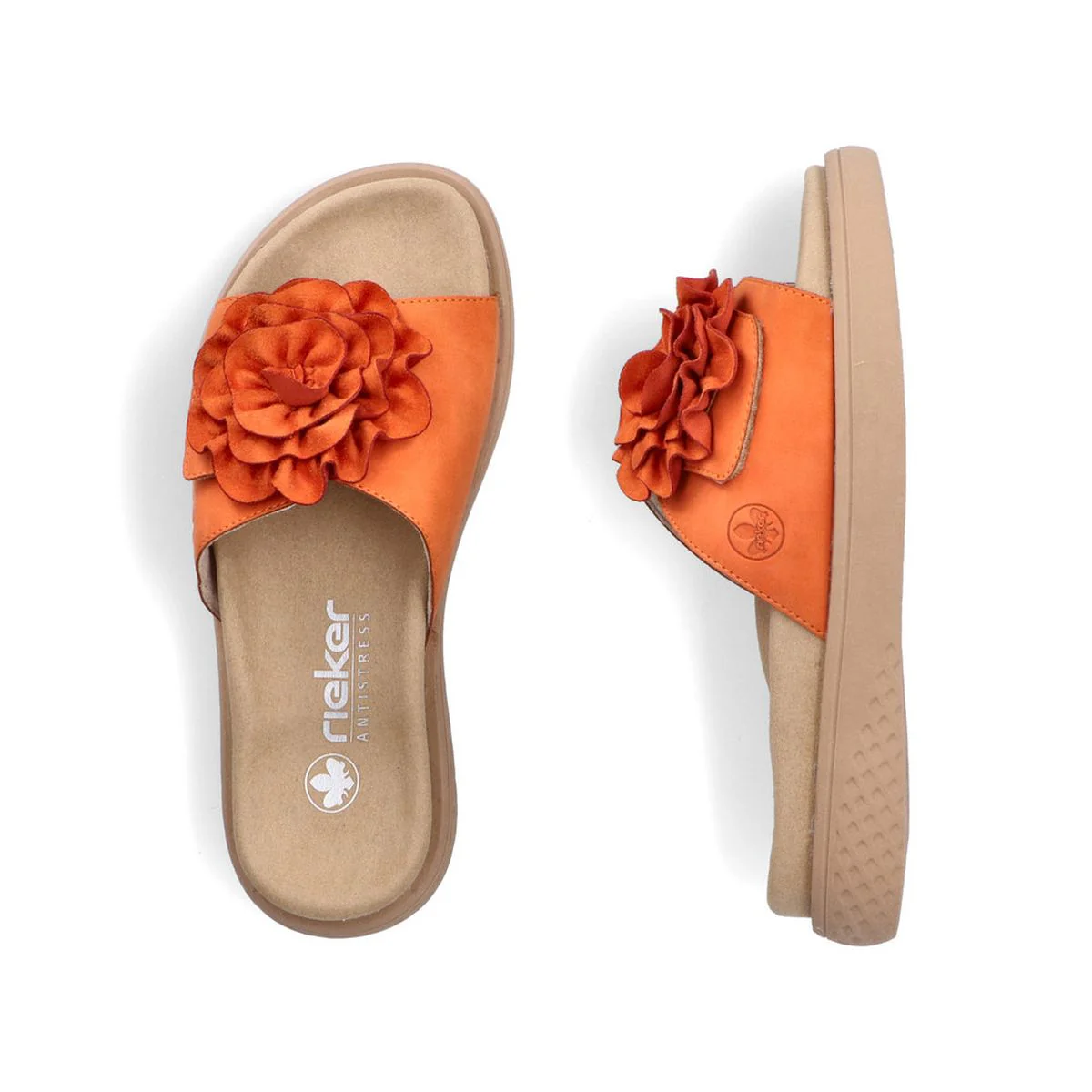 Rieker V1562-38 Morelia Slide Sandals in Pumpkin | Women's Summer Mule Sandals - Image 6
