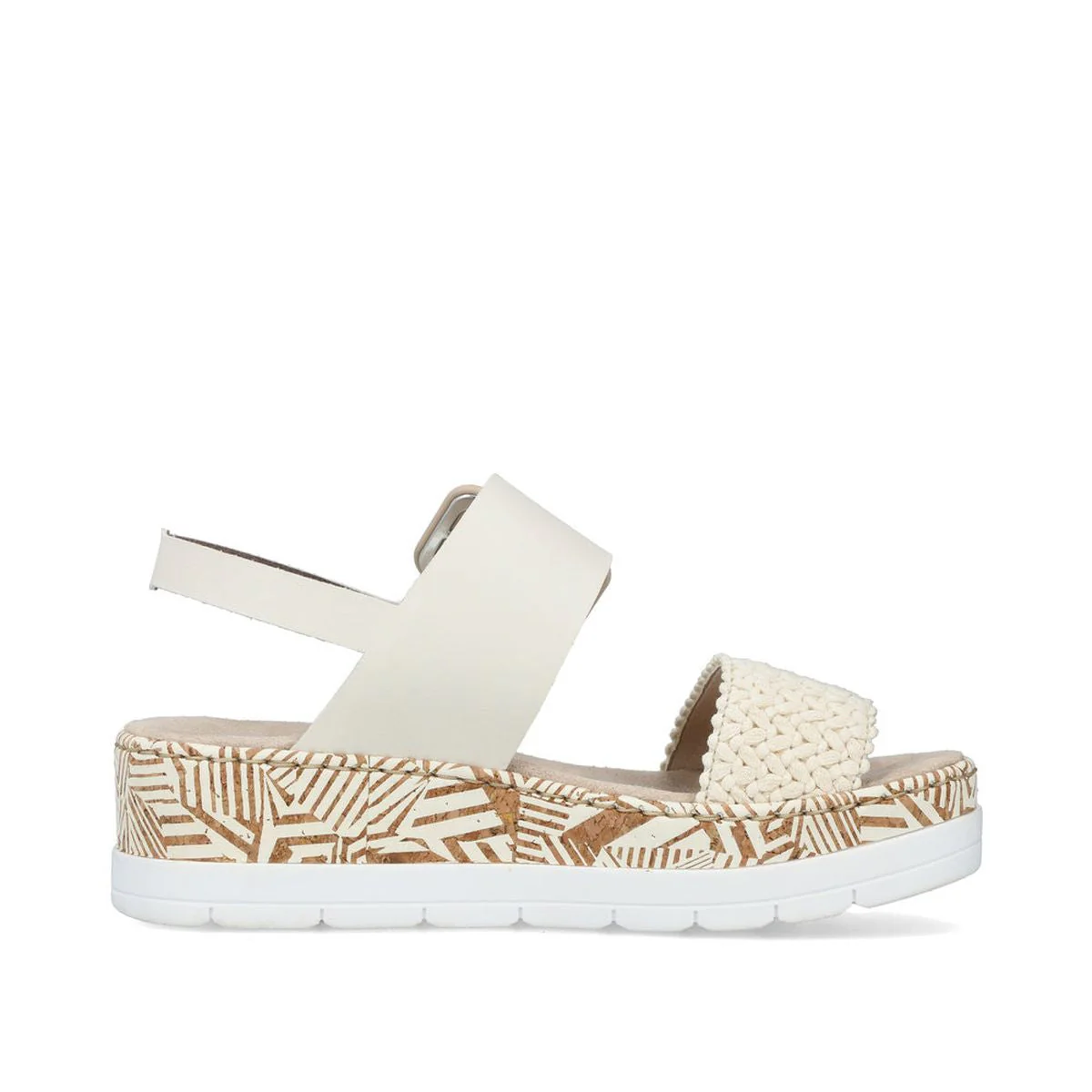 Rieker V3950-61 Mailles Women’s Wedge Sandals in Creme| Lightweight Summer Comfort - Image 2