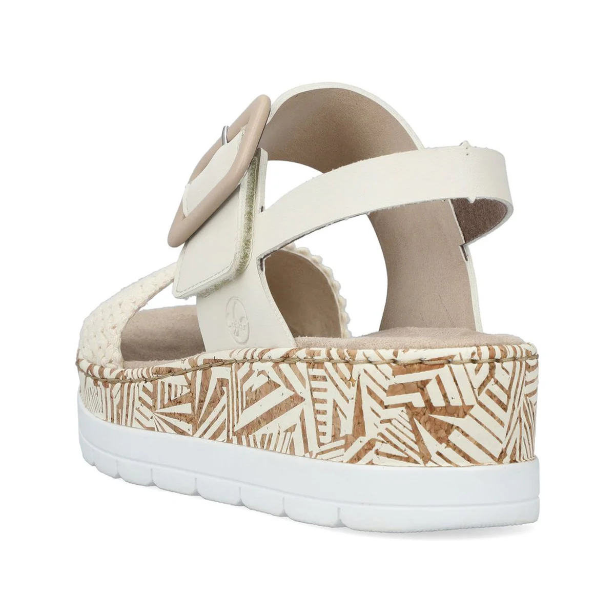 Rieker V3950-61 Mailles Women’s Wedge Sandals in Creme| Lightweight Summer Comfort - Image 3