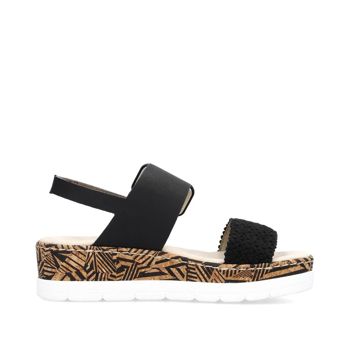 Rieker V3950-00 Mailles Women’s Wedge Sandals in Black | Lightweight Summer Comfort - Image 2
