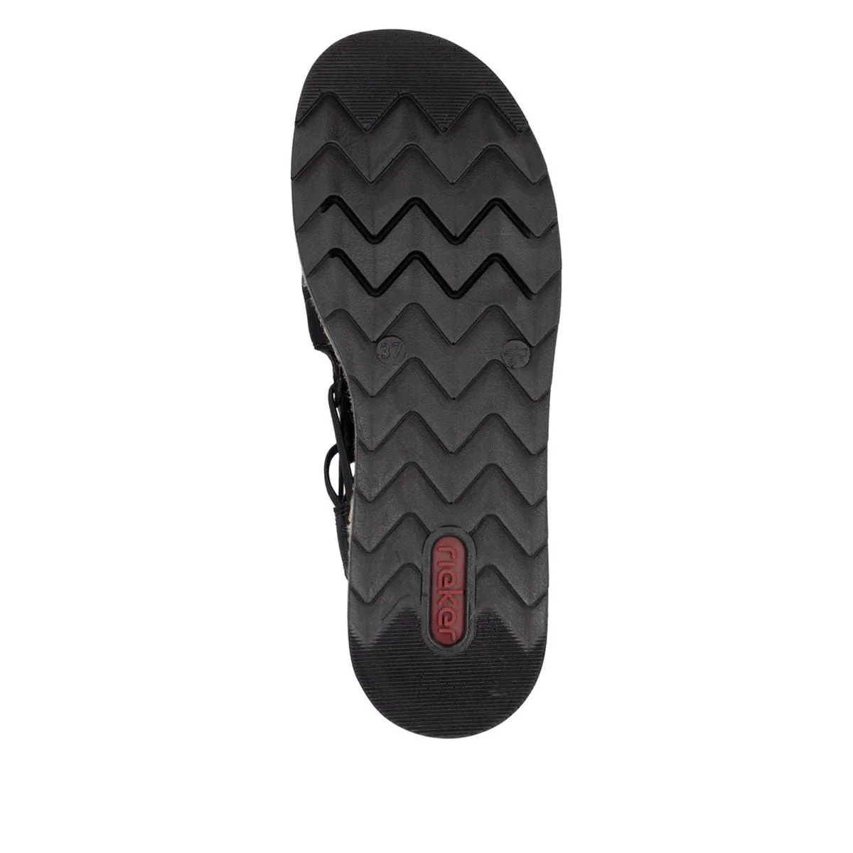 Rieker V7972-00 Nabukino Black Wedge Sandals for Women - Image 4