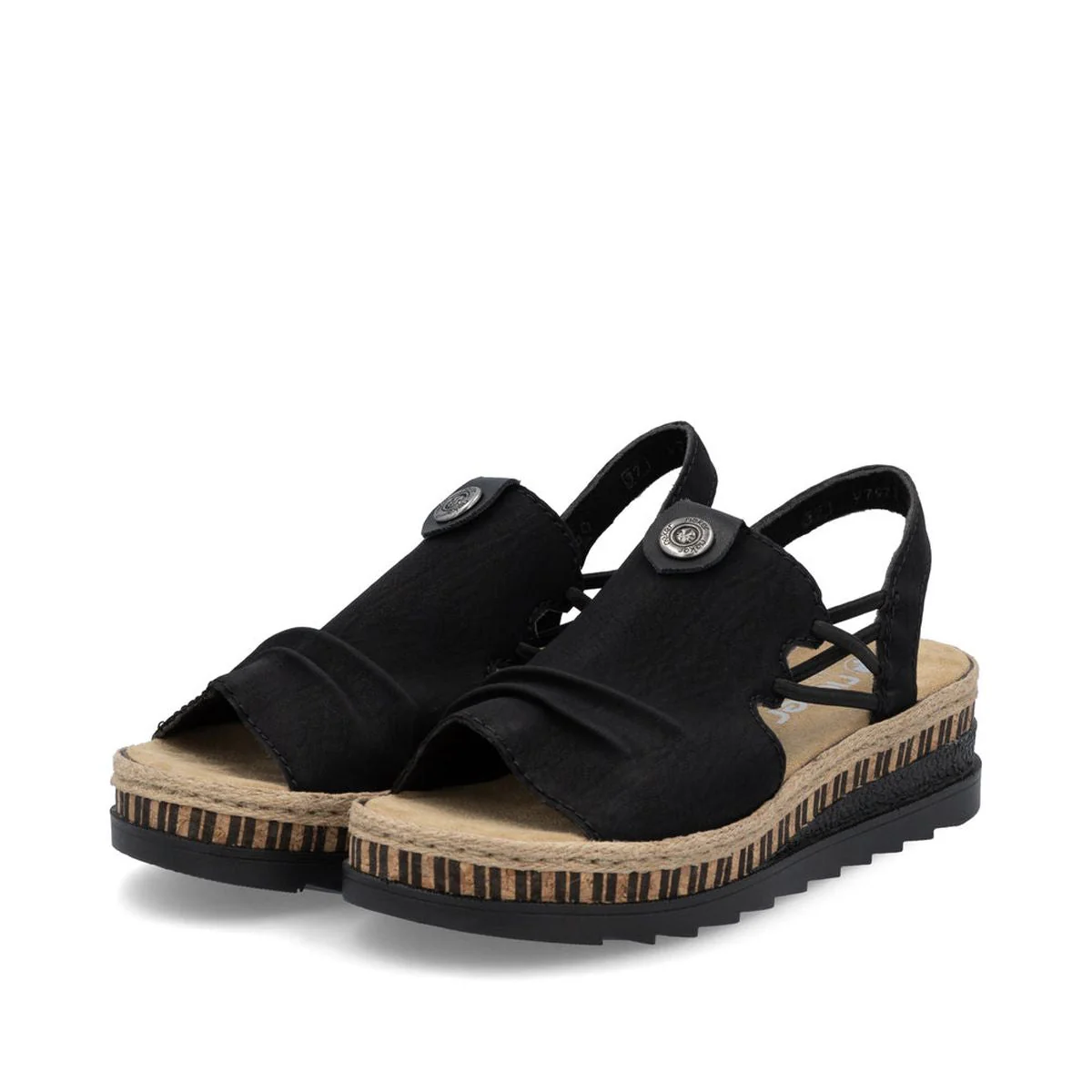 Rieker V7972-00 Nabukino Black Wedge Sandals for Women - Image 5