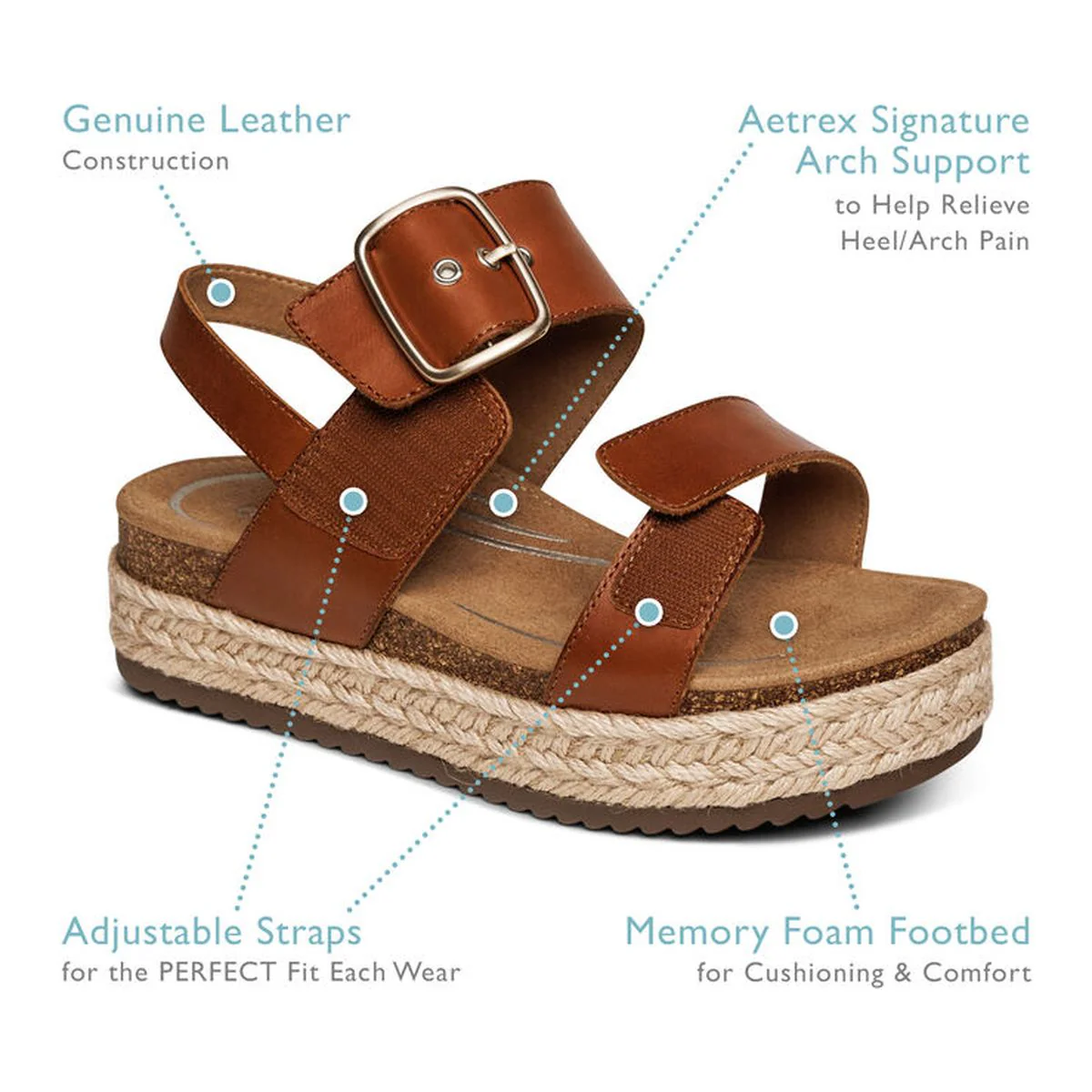 Aetrex Vania Women's Arch Support Sandals in Cognac - Image 7