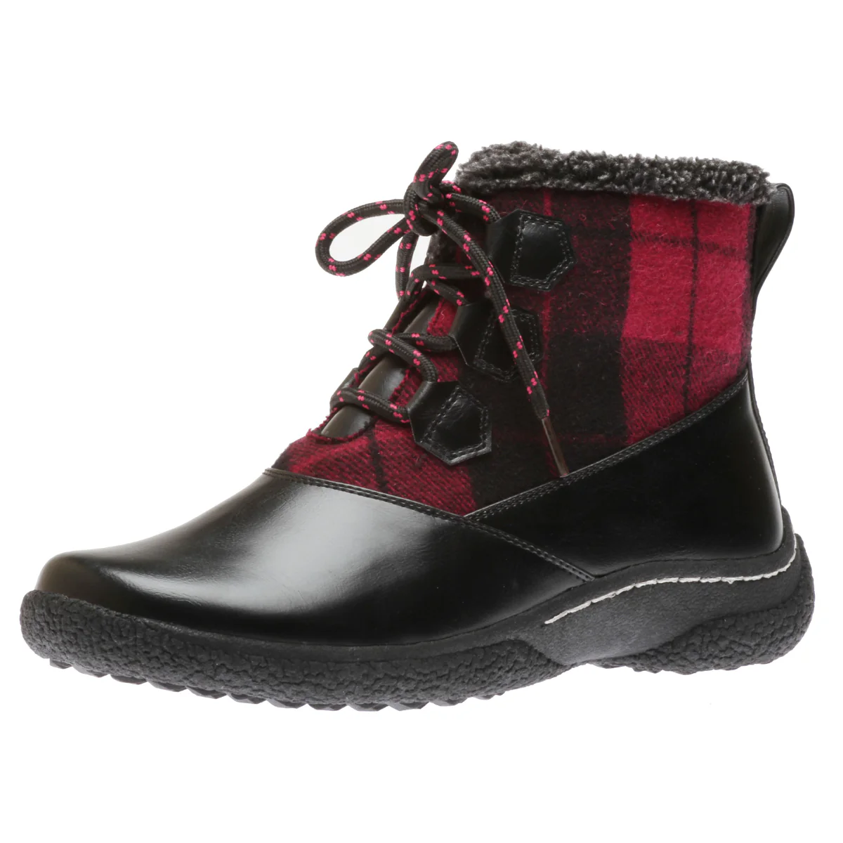 Wanderlust Amelia Flannel Women's Lace-Up Boot In Red Black - Image 2