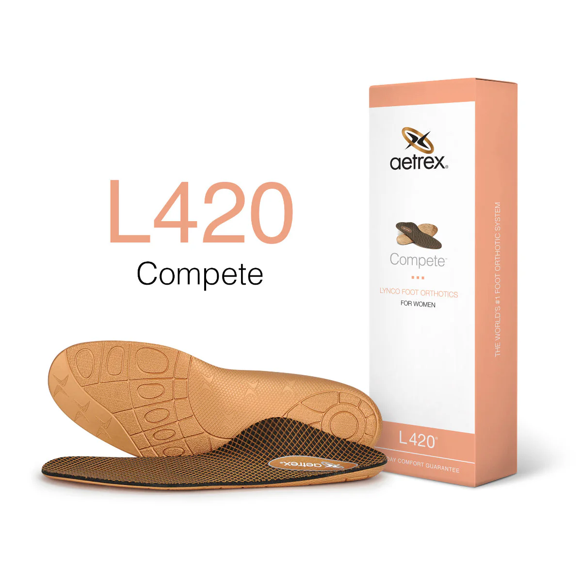 Aetrex Compete Sport Posted Orthotics – Women's Flat Feet & Low Arch Active Insoles (L420W)