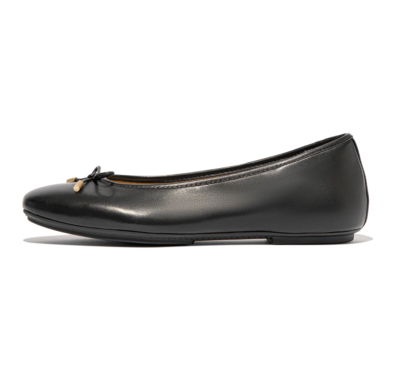 Fit Flop Delicato Bow Women's Leather Ballet Flats in Black - Image 2