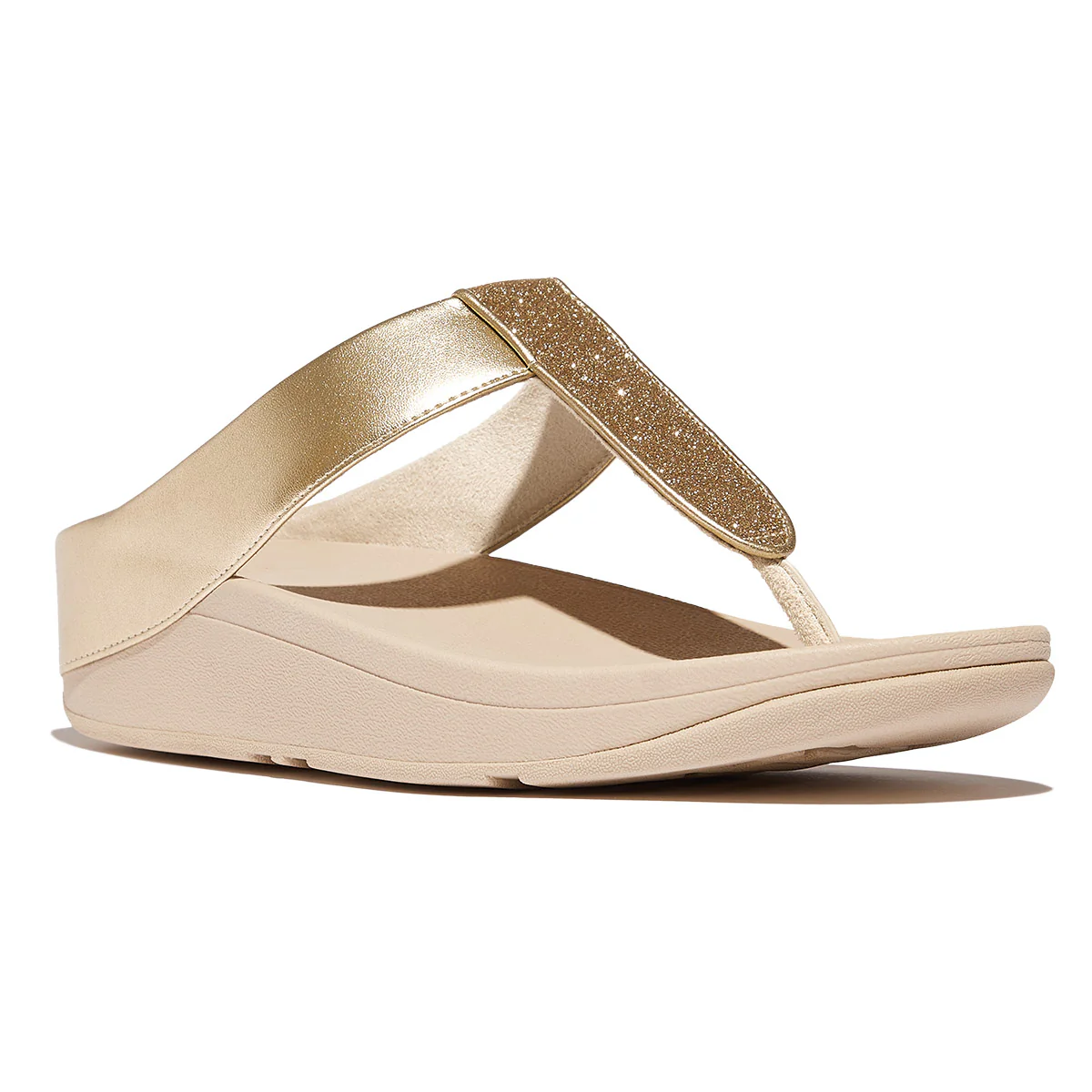Women's Fino Leather Toe Thong Sandals in Platino