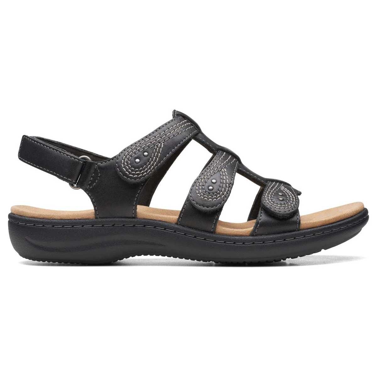 Clarks Laurieann Women's Velcro Sandals in Black - Image 2