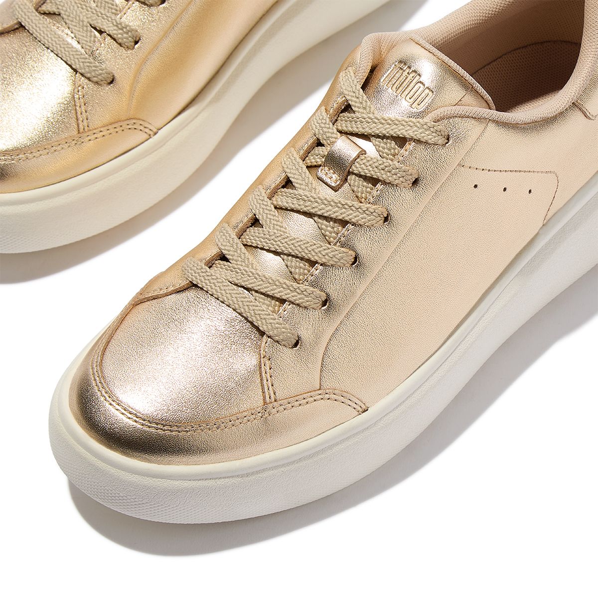 Fit Flop RTG Women's Metallic Leather Sneakers in Platino - Image 3