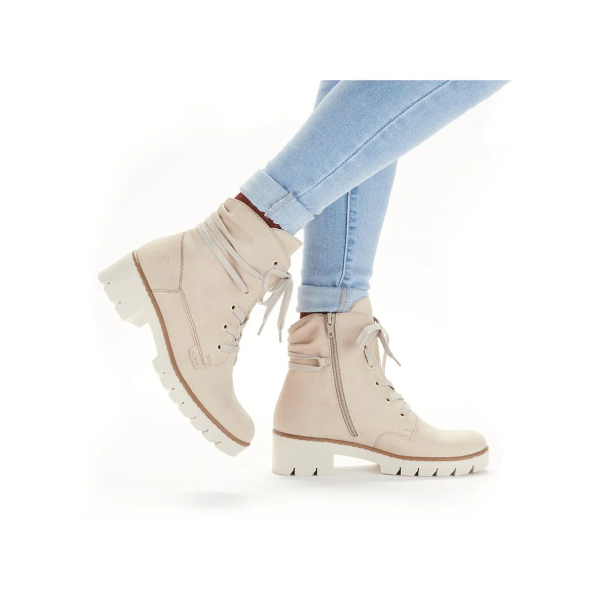 X5717 Lace Up Boots with Side Zipper - Image 7
