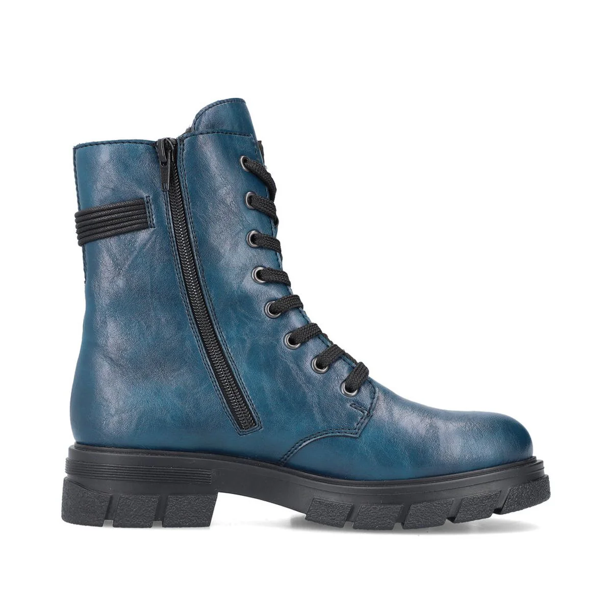 Z9124 Lace Up Biker Boots with side zip - Image 4