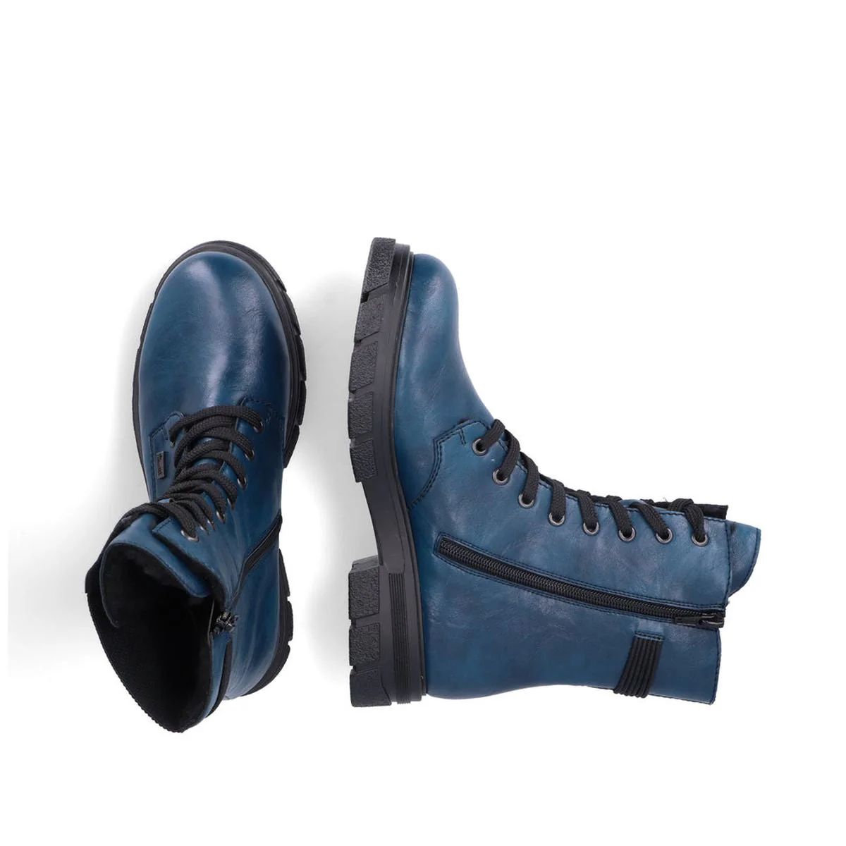 Z9124 Lace Up Biker Boots with side zip - Image 6