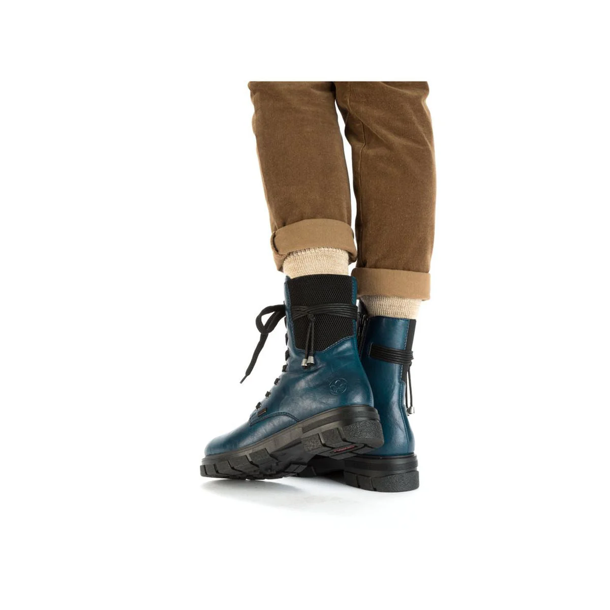 Z9124 Lace Up Biker Boots with side zip - Image 8
